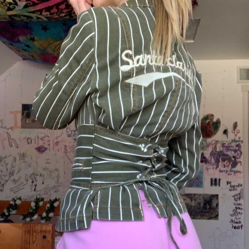striped button up jacket